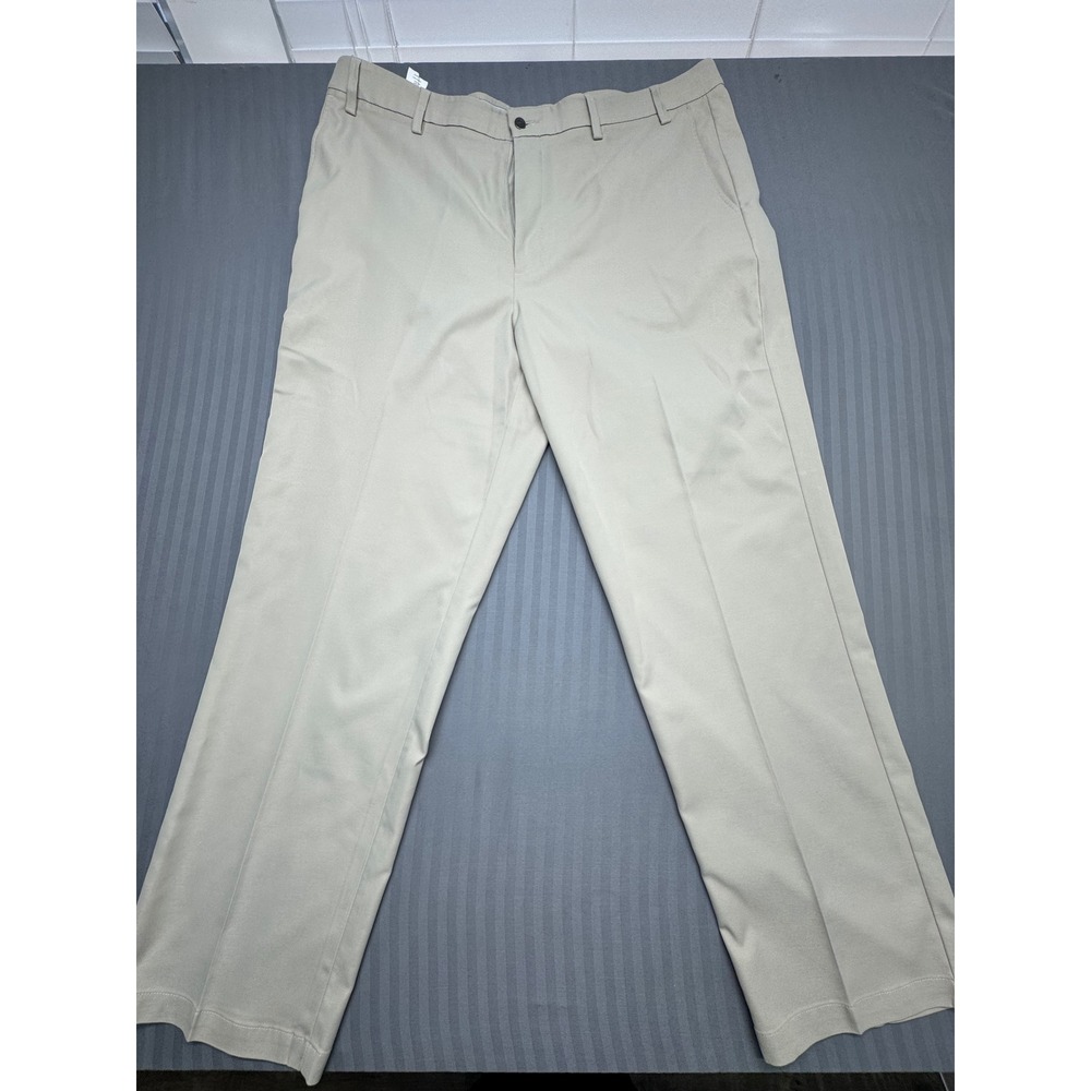 Callaway Mens Golf Pants 42x34 Khaki Tan Opti-Dri Stretch Flat Front Trousers